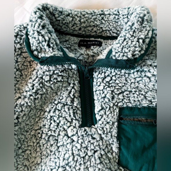 La Hearts Green Sherpa Quarter-zip Pullover Size Small - Picture 9 of 13